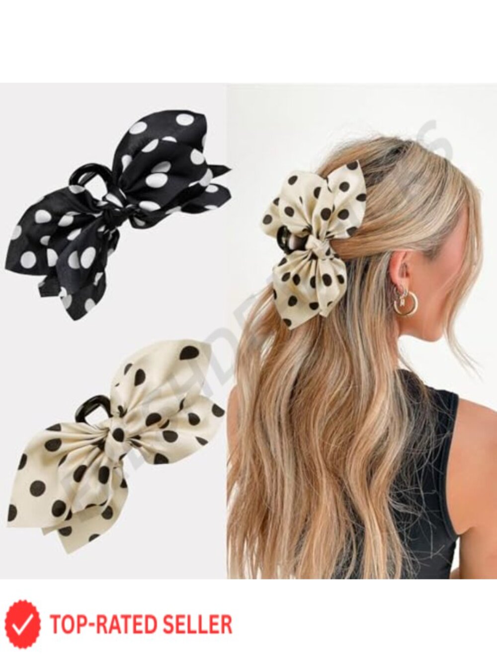 Boho Bandana Bow Hair Claw Clips for Thick Hair, Non-Slip Large Clips
